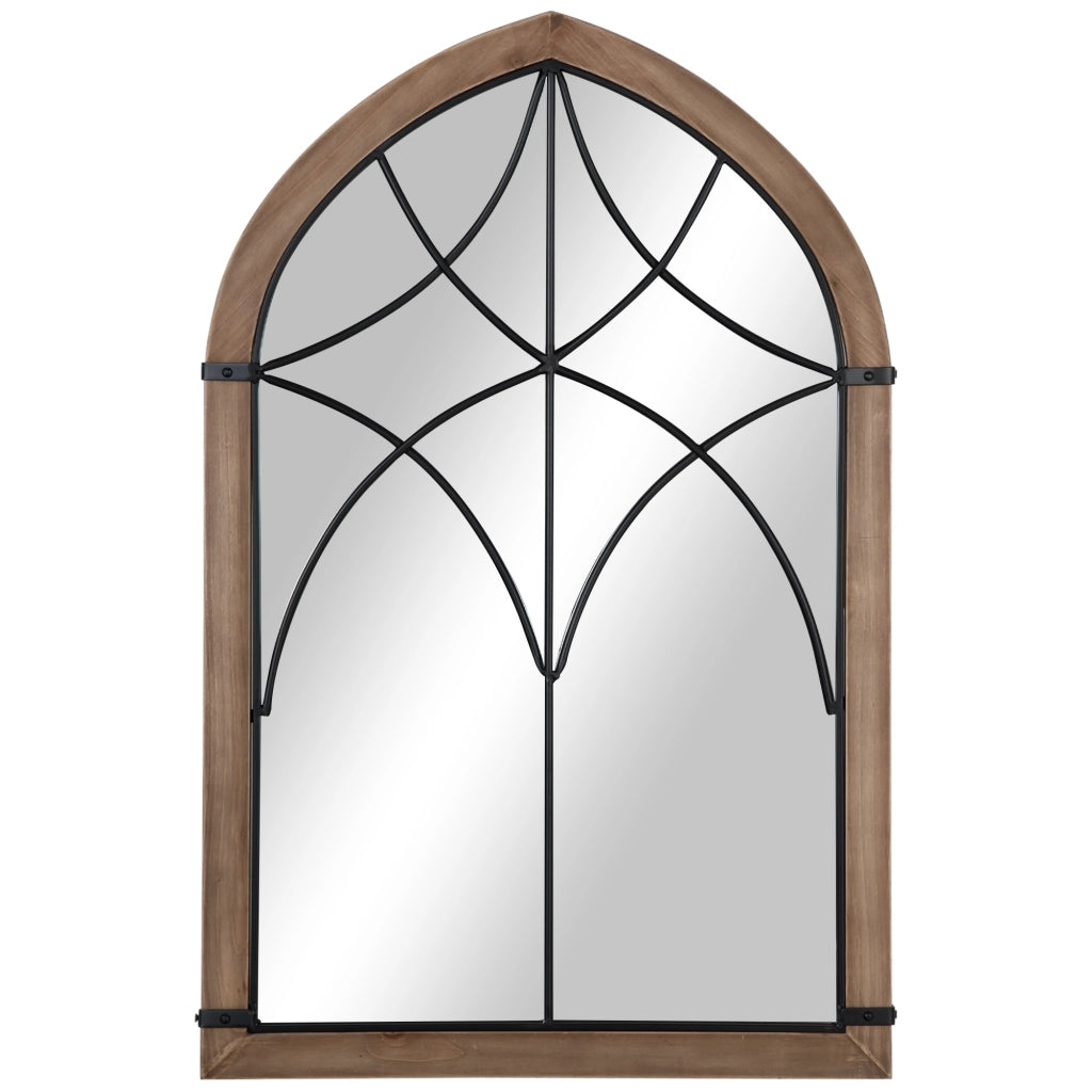 Specchio con Appendiabiti ¨C Minimal ¨C Legno e Vetro, Marrone e Nero, 60x93 cm