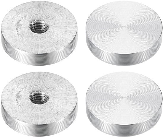 Set di 4 dischi in alluminio con avvito M8 per tavolo in vetro