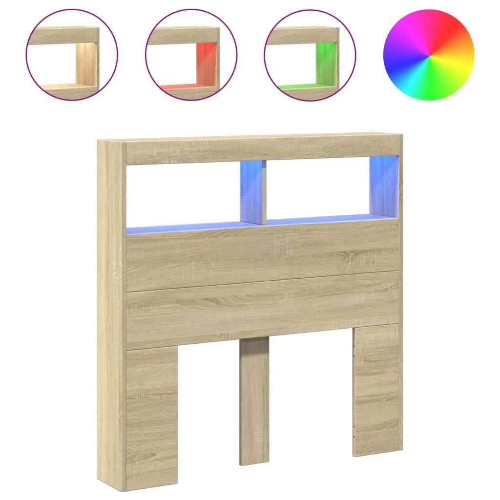 Testiera con Contenitore a LED Rovere Sonoma 100x17x102 cm 839184