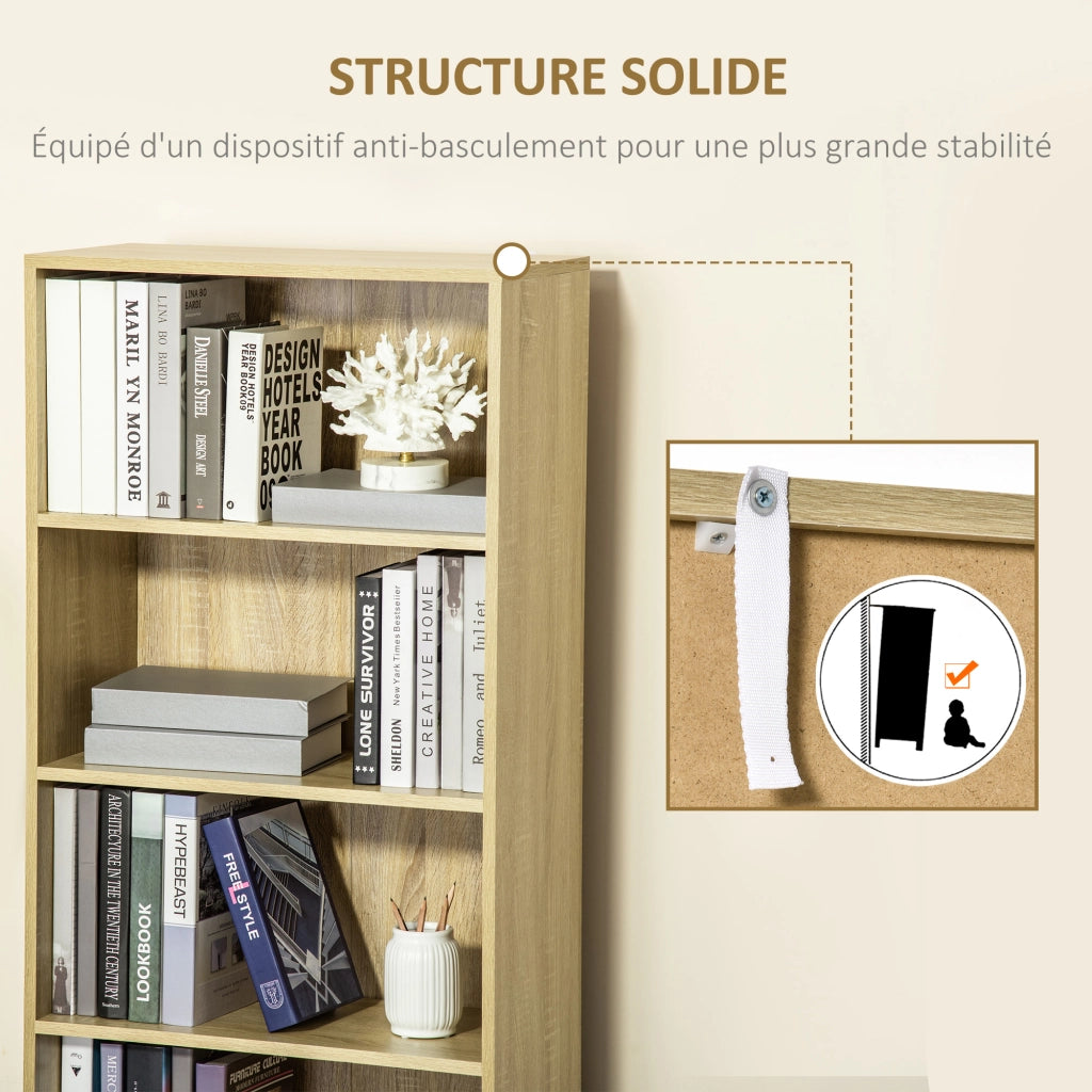 Libreria con ante e scaffali aperti ¨C Minimal ¨C 59x29x180 cm Legno naturale
