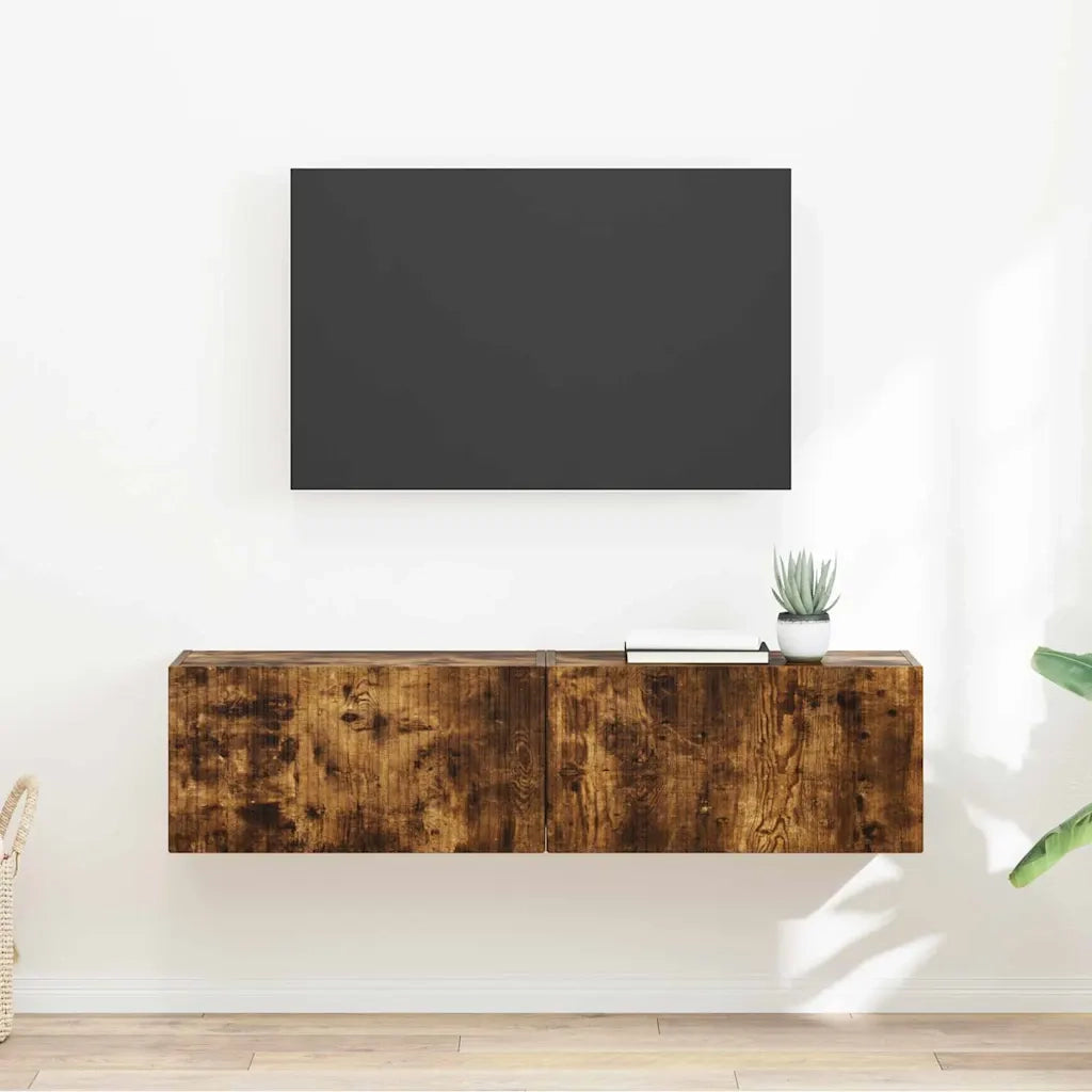 Mobile TV da parete 2 pz | Armadietto TV | Mobile Porta TV Rovere fum¨¦ 60 x 31 x 29,5 cm