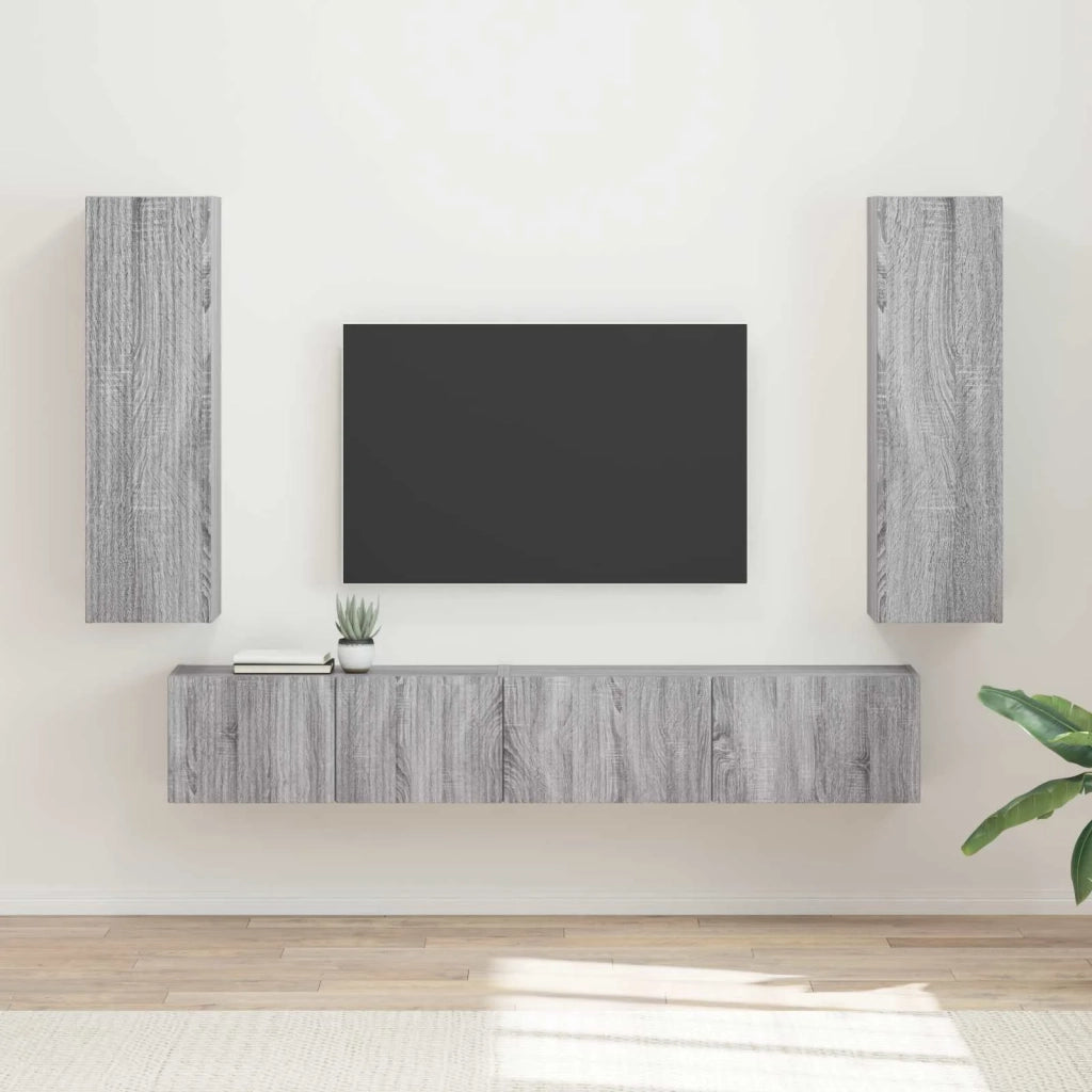 Set mobile TV 3 pz | Armadietto TV | Mobile Porta TV Grigio Sonoma Legno multistrato