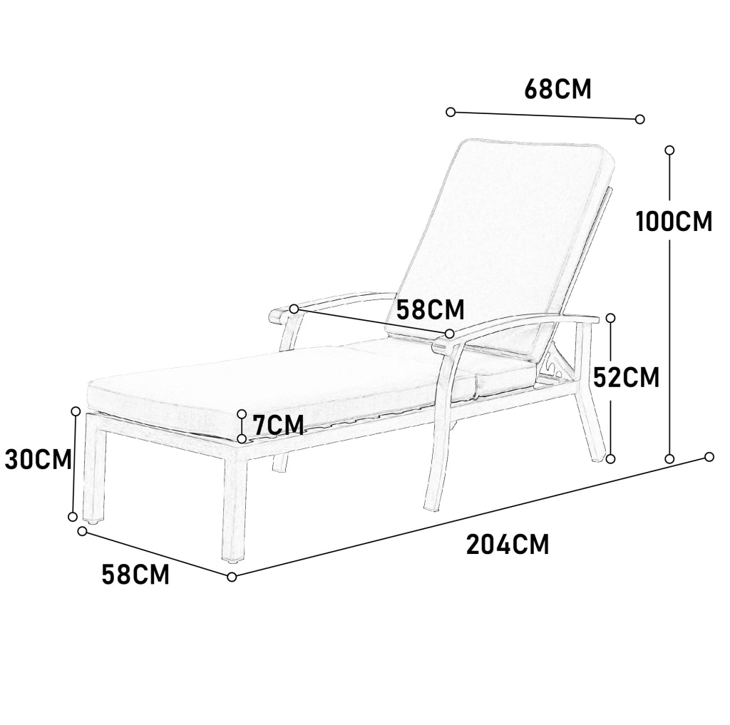 Chaise longue da esterno con cuscino; schienale regolabile a 5 posizioni; alluminio blu