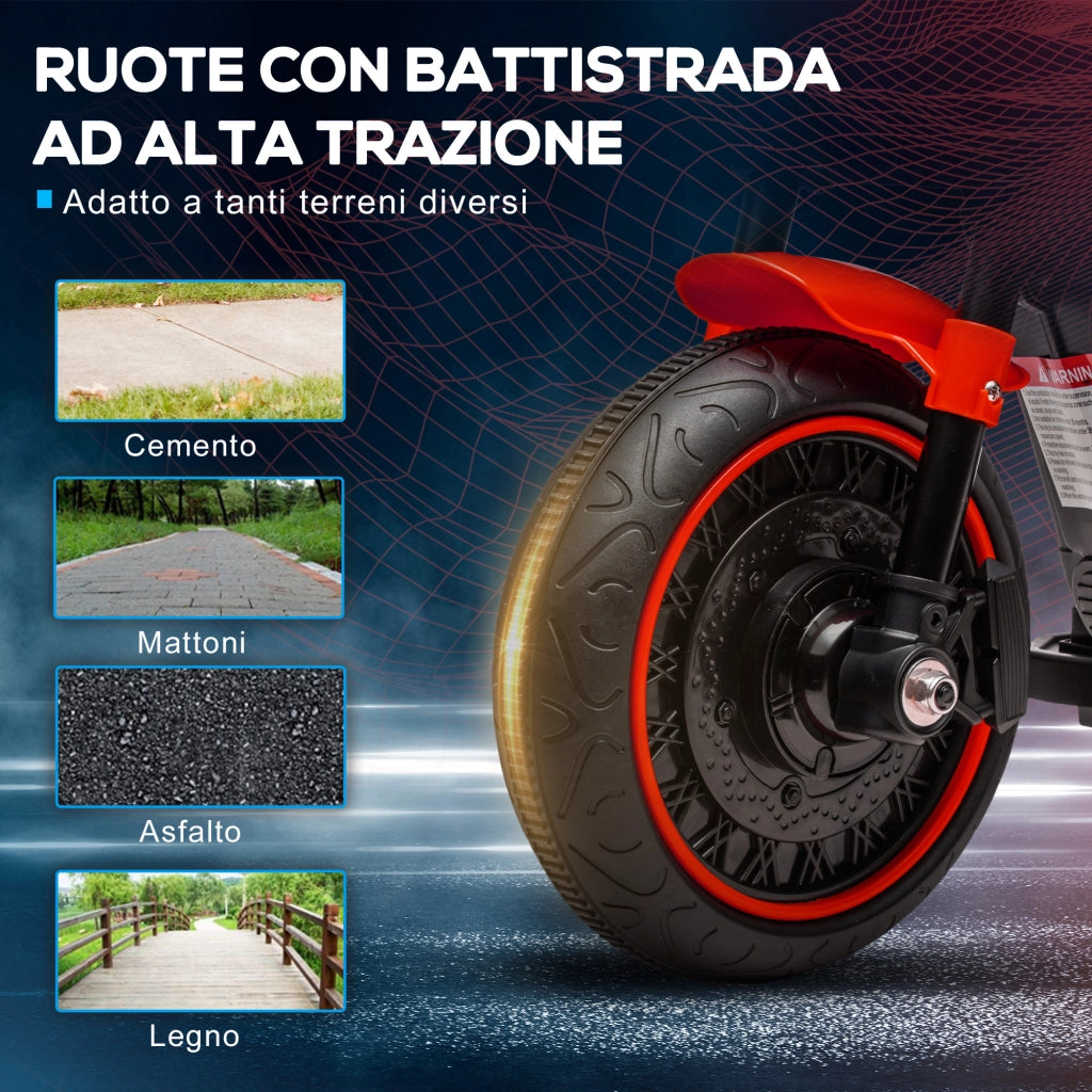 Moto Elettrica Bambini con Rotelle ¨C zephmum ¨C Rosso e Nero 76x42x57 cm