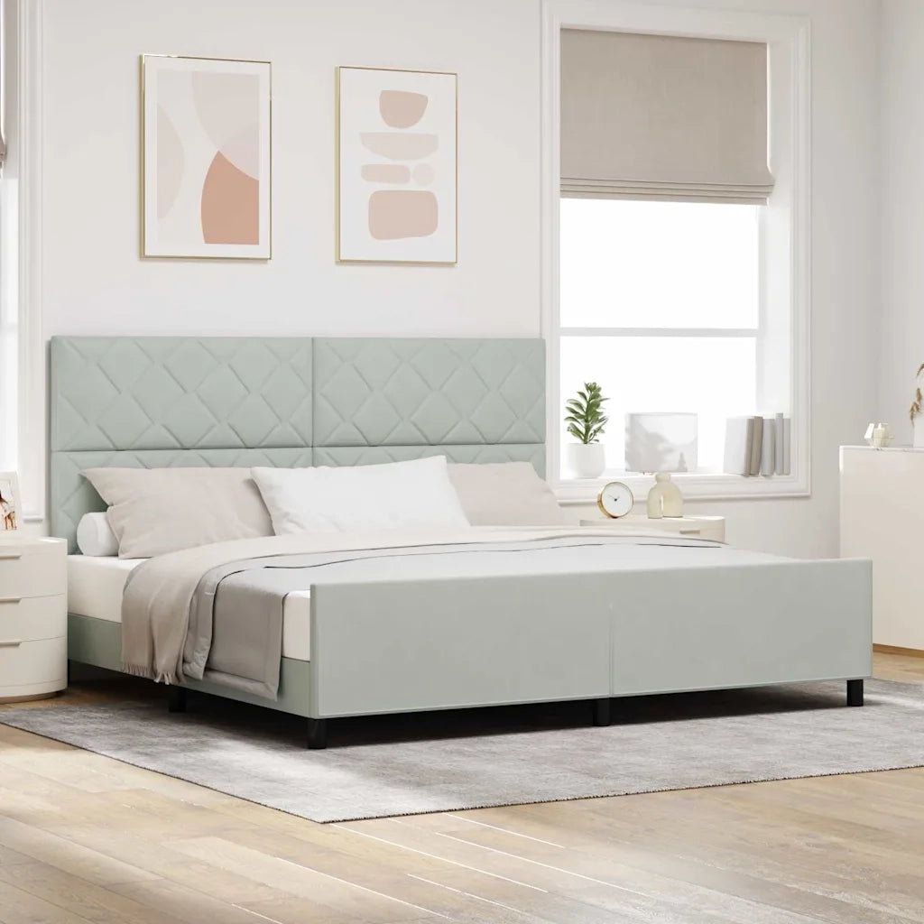 Letto a molle con testiera Grigio chiaro 200 x 200 cm Velluto