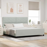 Letto a molle con testiera Grigio chiaro 200 x 200 cm Velluto