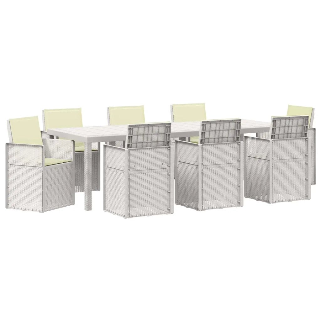 Set da Pranzo per Giardino con cuscino 9 pcs Bianco e Crema PP 3430095