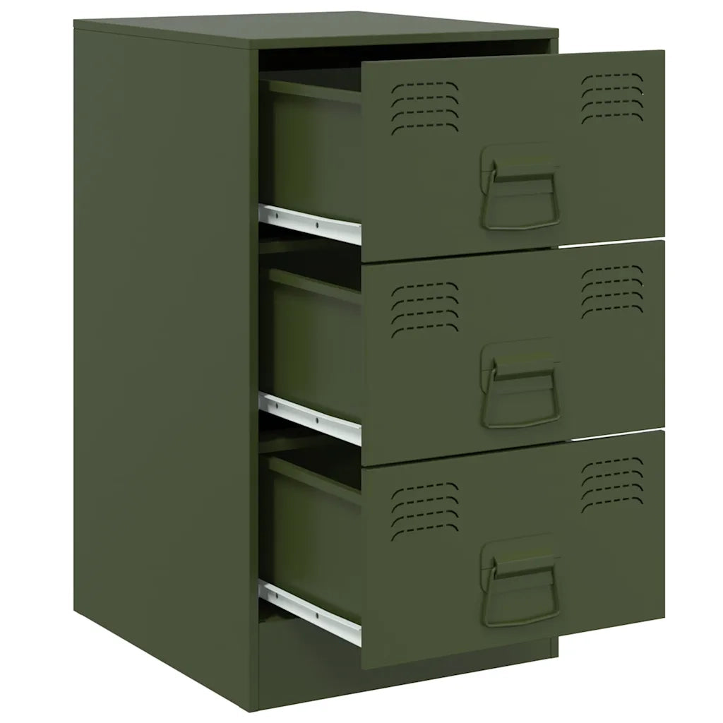 Comodini 2 pz Verde Oliva 34,5x39x62 cm in Acciaio