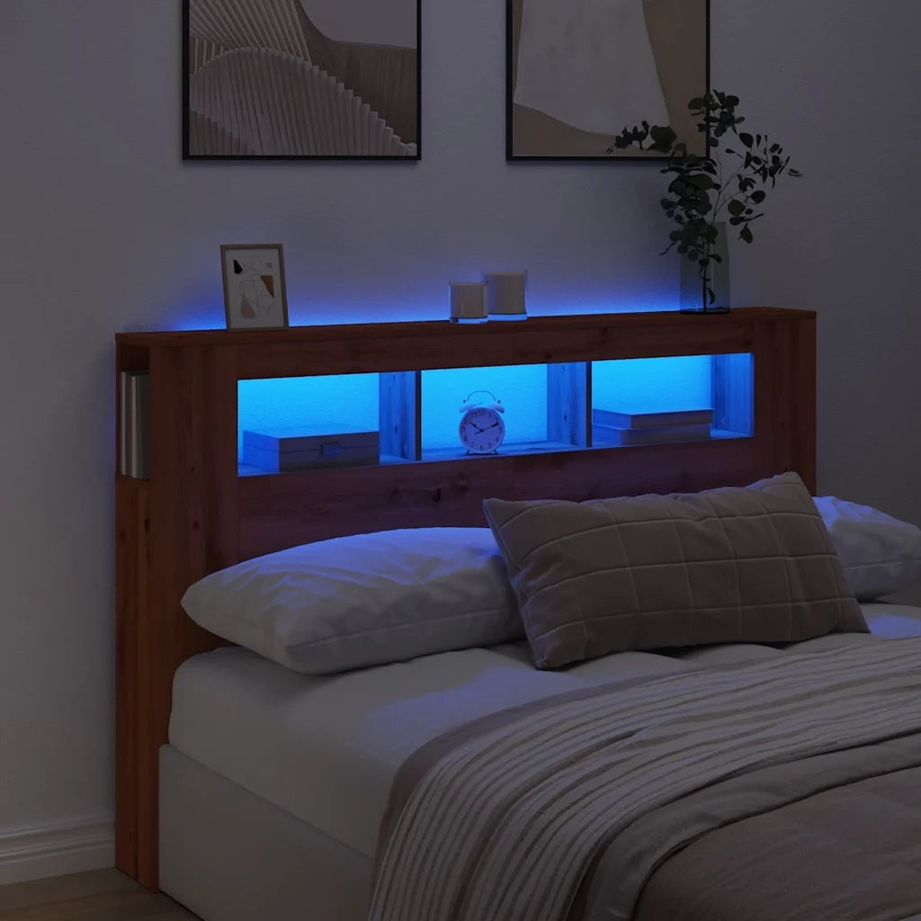 Testiera LED Rovere Artigianale 160x18,5x103,5 cm Multistrato 857689