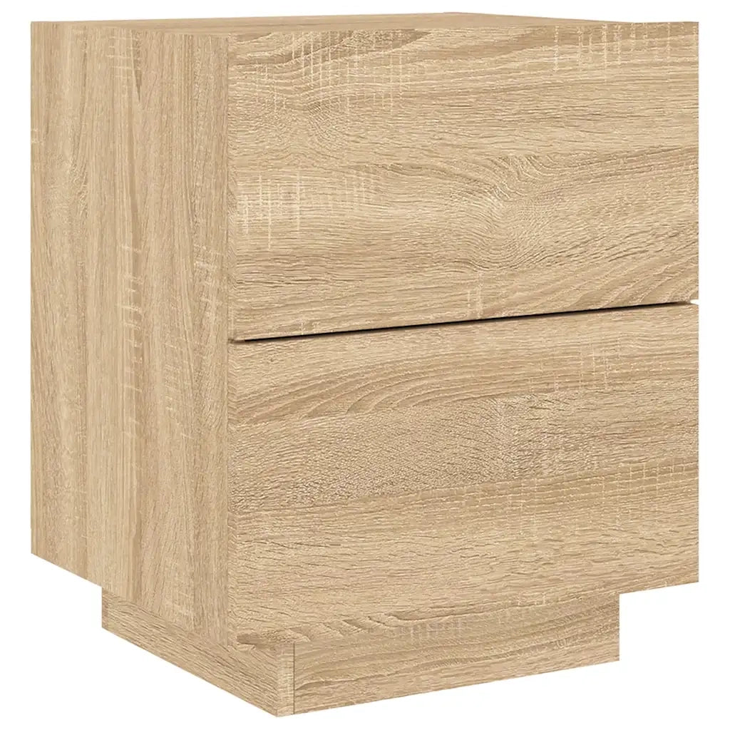 Comodini con Luci LED 2pz-Set di 2 Tavolino da notte Rovere Sonoma in Legno Multistrato 161552