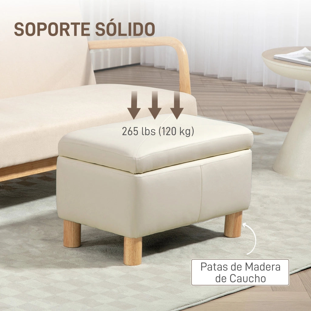 Pouf con contenitore ¨C zephmum ¨C crema, similpelle, 60x38x40 cm