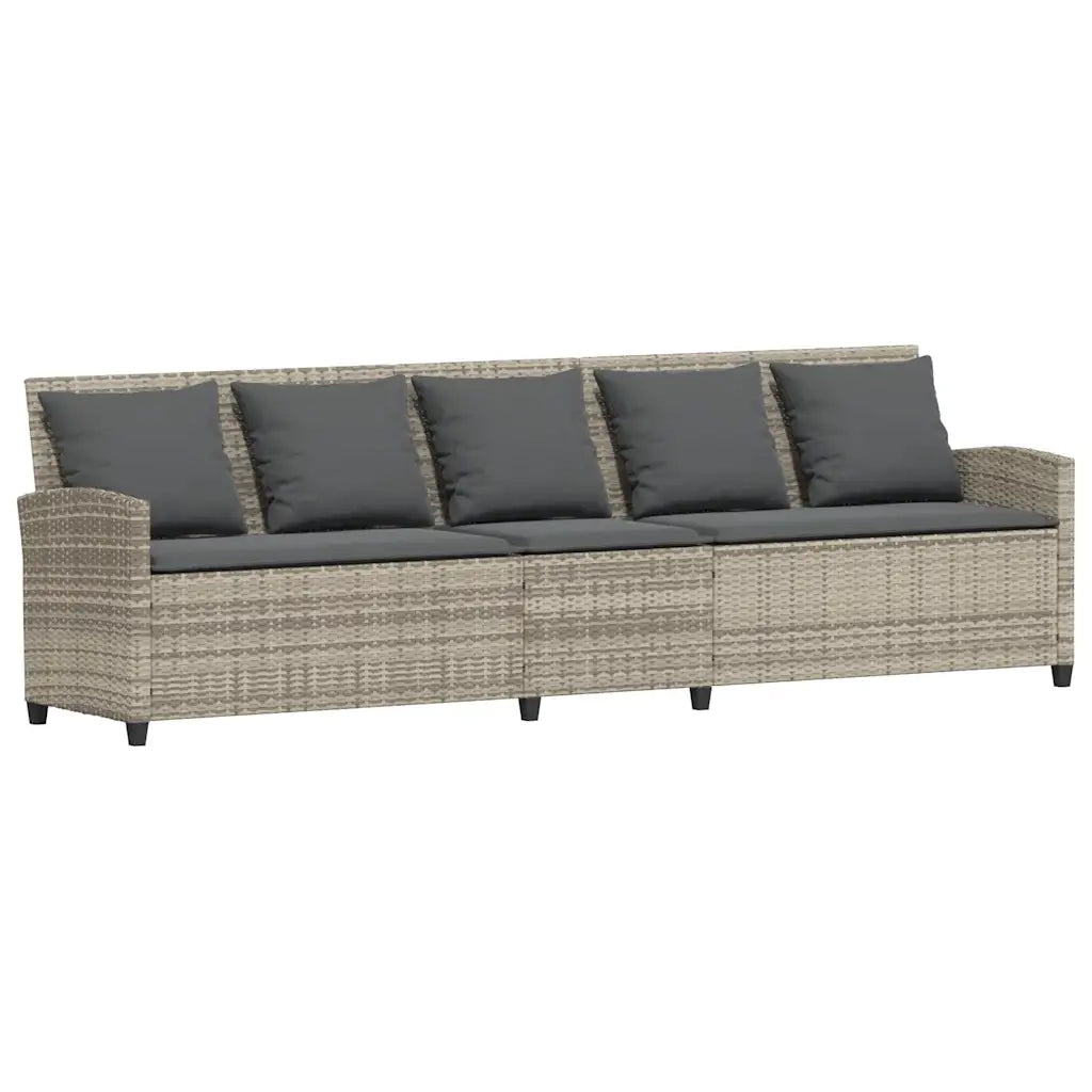Divano da Giardino con Cuscini 5 Posti-Sofa da Giardino-Divano da esterno Grigio Chiaro Polyrattan