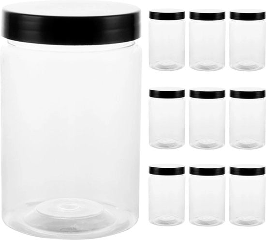 Set di contenitori in plastica BPA-free, lattine a chiusura ermetica, contenitori in plastica per la conservazione di cibi, spezie e cosmetici, 10 pezzi da 290 ml, set di contenitori in plastica per la preparazione e conservazione di alimenti.