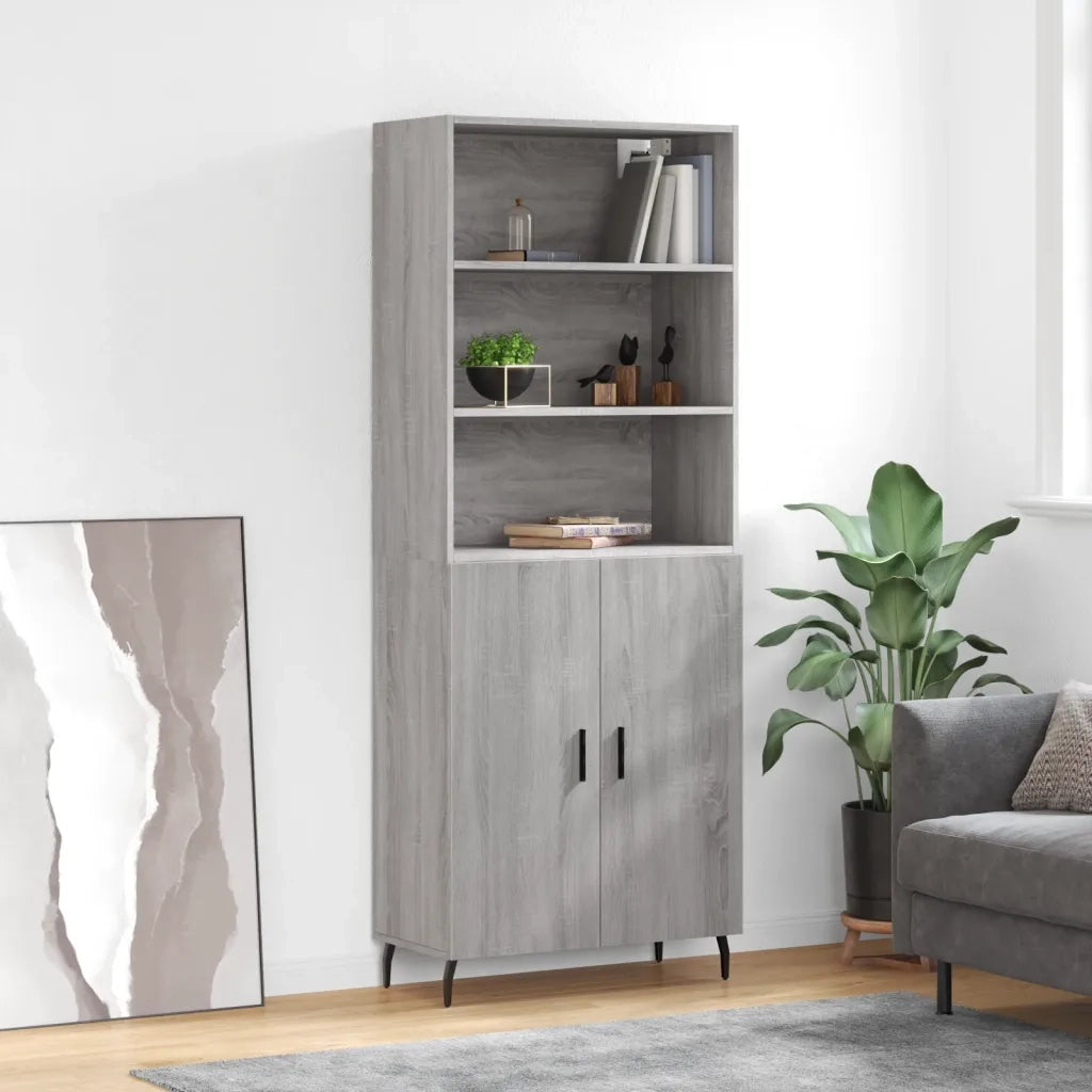 Credenza | Madia | Buffet da pranzo | Armadio da pranzo Grigio Sonoma 69,5x34x180 cm in Legno Multistrato