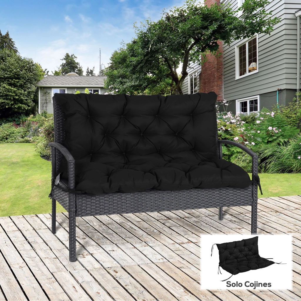 Cuscino per Divano da Giardino 2 Posti ¨C Minimal ¨C Nero 100x98x8 cm
