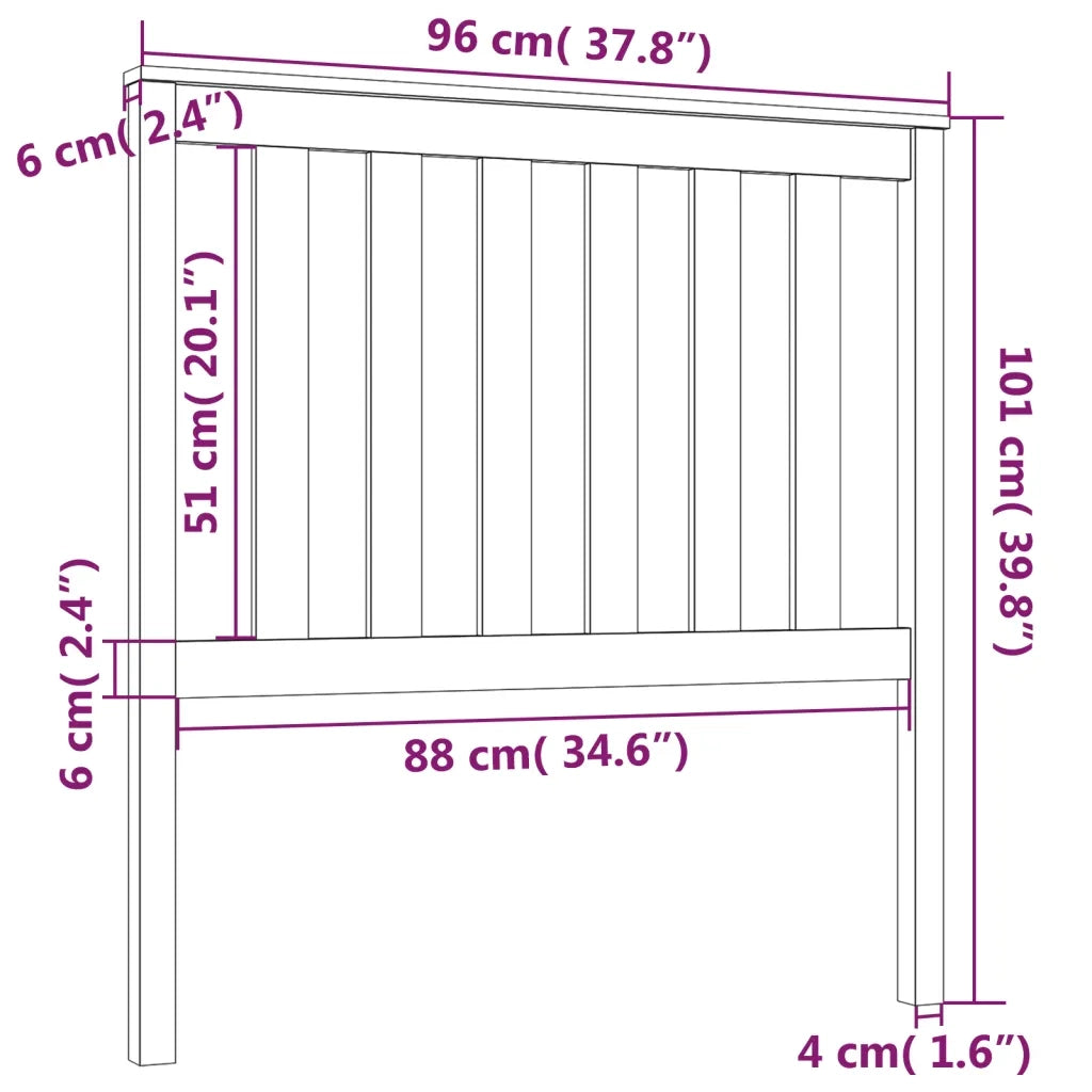 Testiera per Letto Nera 96x6x101 cm in Legno Massello di Pino 818504