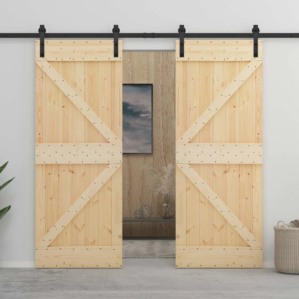 Porta scorrevole Naturale e Nero 100 x 210 cm 3444868