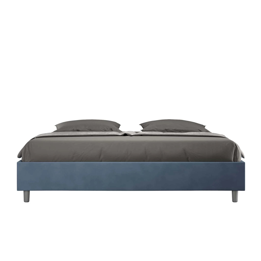 BS COM Letto con rete imbottito 180x190 microfibra blu