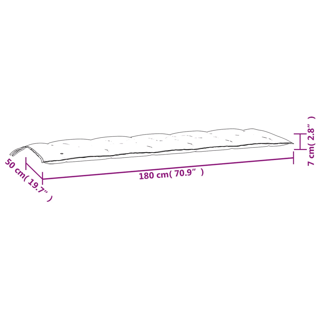 Cuscini per Panca 2 pz | Cuscini per sedie Verde Intenso 180x50x7 cm Tessuto Oxford