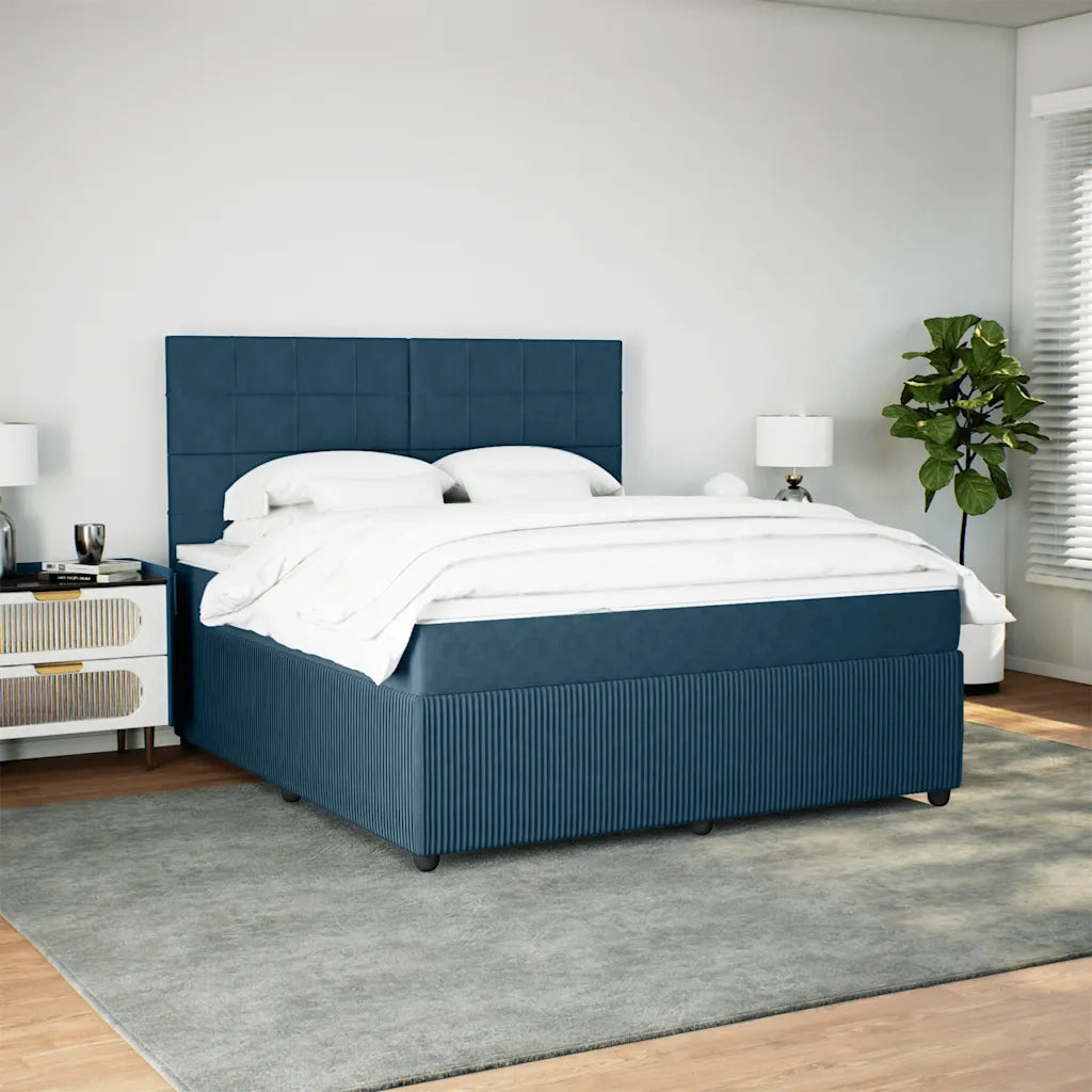 Giroletto a Molle con Materasso Blu Scuro 180x200 cm in Velluto 3292410