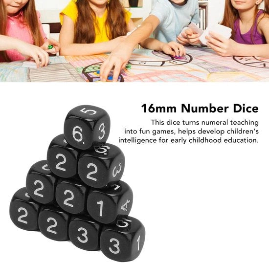 Set di Dadi a 20 pezzi - 6 facce - Dadi in Plastica - 16 mm - Duraturo - Numeri Chiari - Educativo attraverso i Giochi