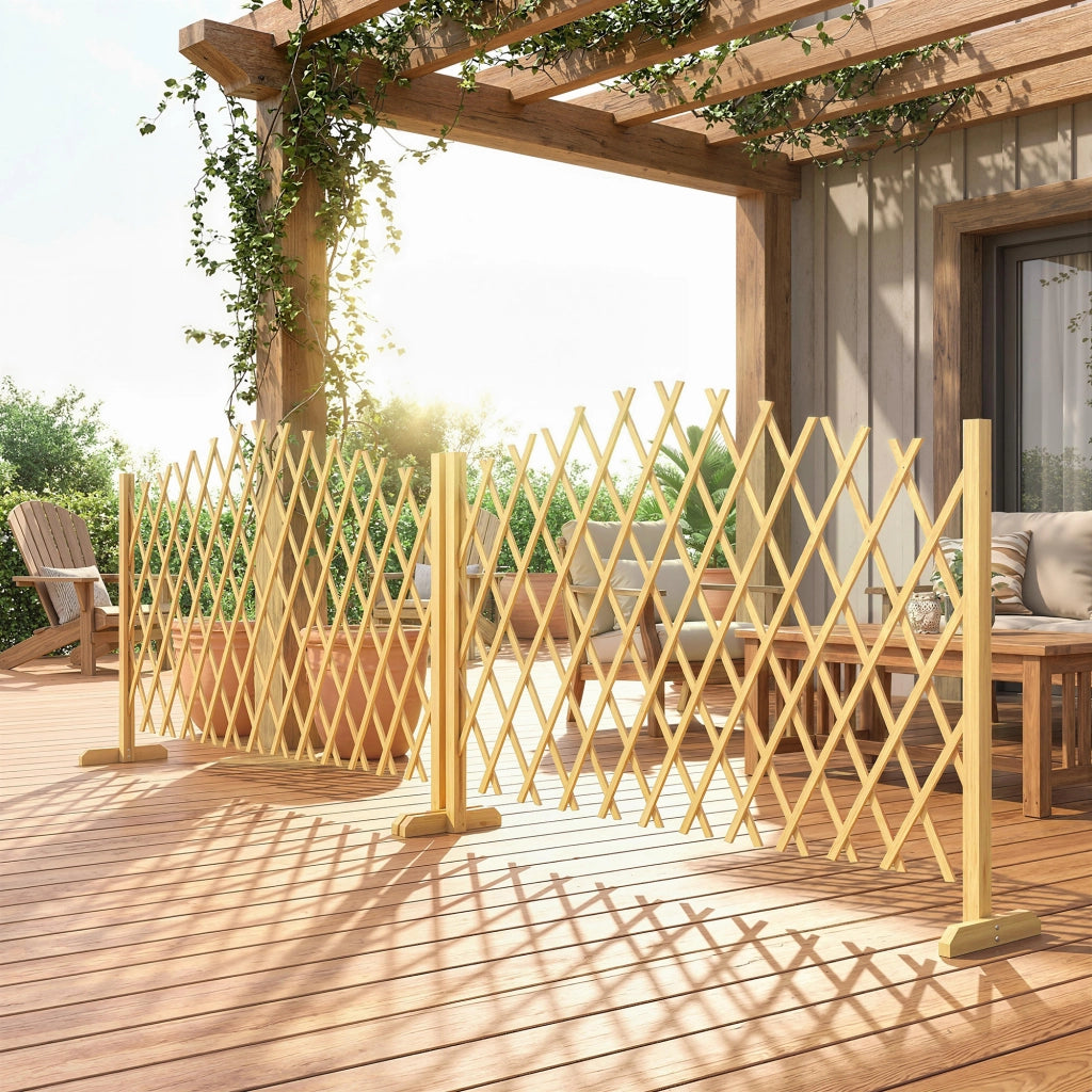 Set di 2 Pannelli per Recinzione da Giardino Estensibile in Legno ¨C Minimal ¨C 180x30x103 cm Naturale