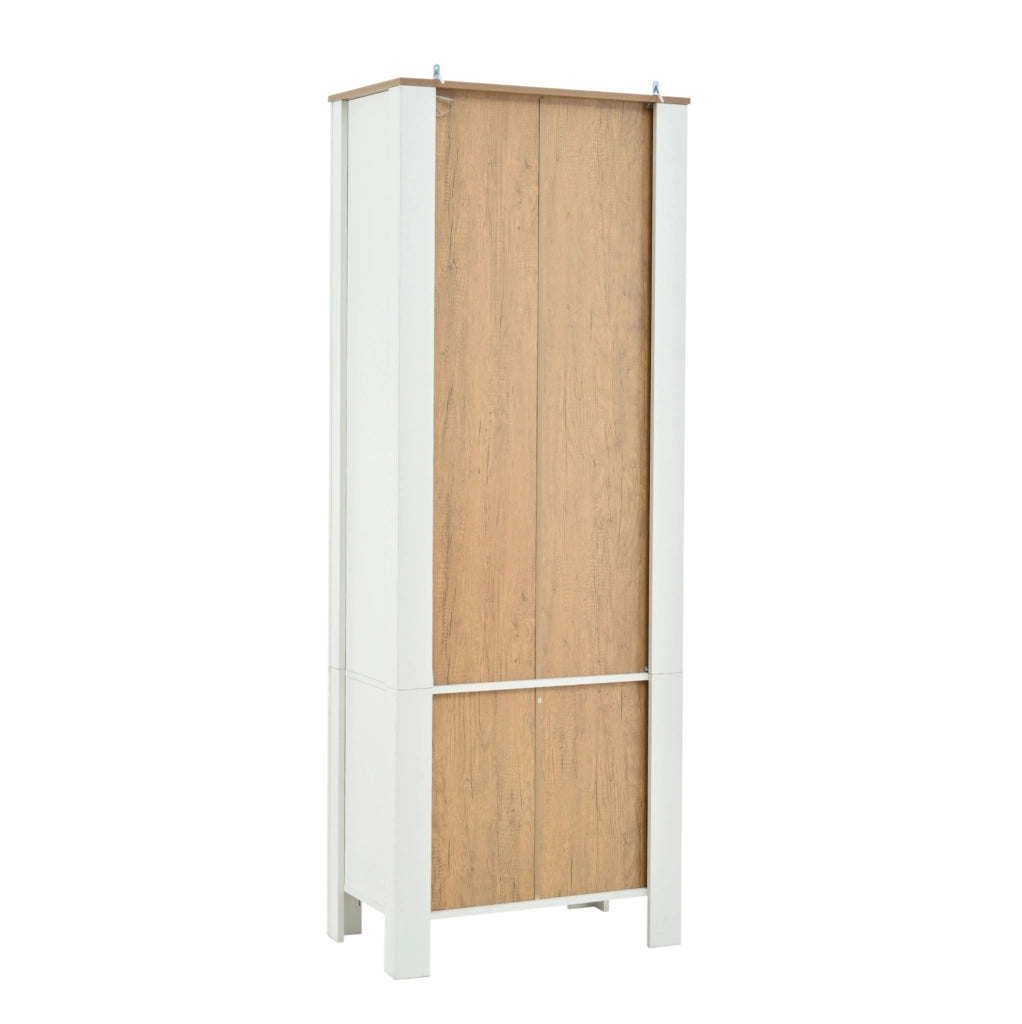 Vetrina alta con LED 70x40x188 cm; 2 ante; in pannello truciolare bianco e vetro