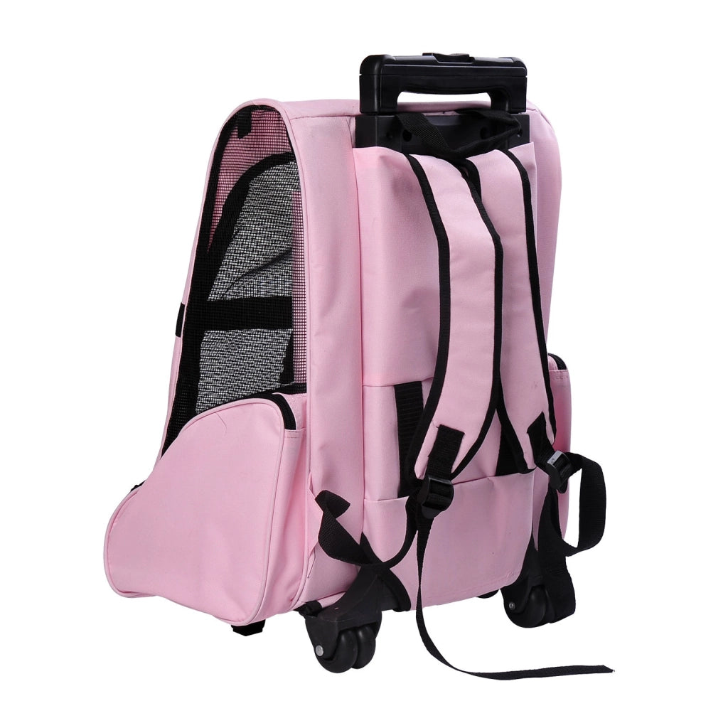 Zaino Trolley 2 in 1 per Animali Domestici ¨C Xylo ¨C Rosa, 42x25x55 cm, con Ruote e Manico Telescopico