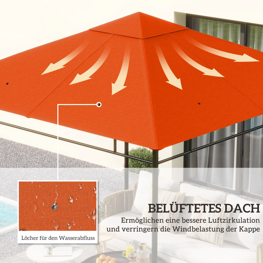 Tetto sostitutivo per gazebo da giardino ¨C Minimal ¨C Poliestere, 2.98x2.95 m, arancione