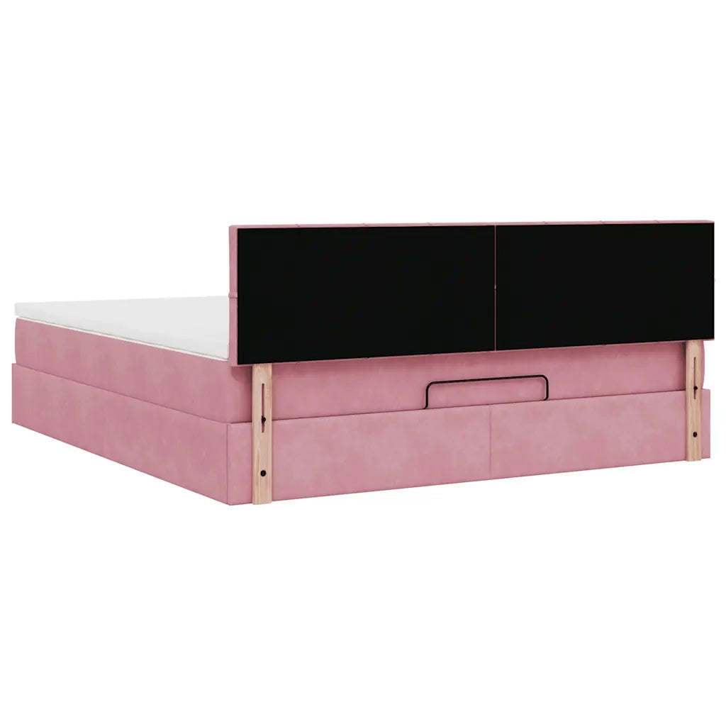 Pouf Letto con Materasso e LED Rosa 180x200cm in Velluto 3312643