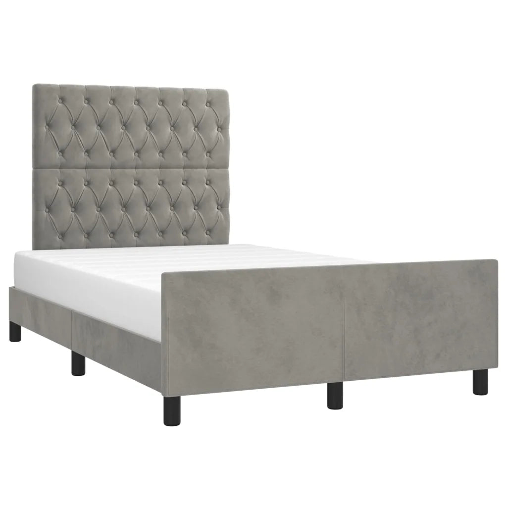 Letto matrimoniale | Letto per adulti | Giroletto senza Materasso Grigio Chiaro 120x200 cm Velluto