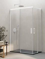 Box doccia ingresso angolare 2+2 THALASSA (BASIC) 120x80 cm Bianco vetro trasparente