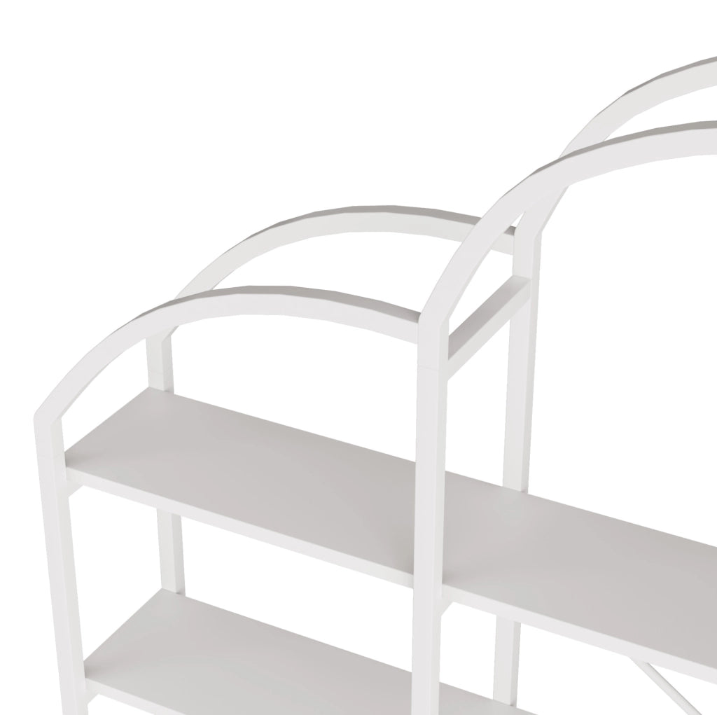 Scaffale 170x26x190 cm a 5 ripiani con decorazione a nuvola in MDF e metallo bianco
