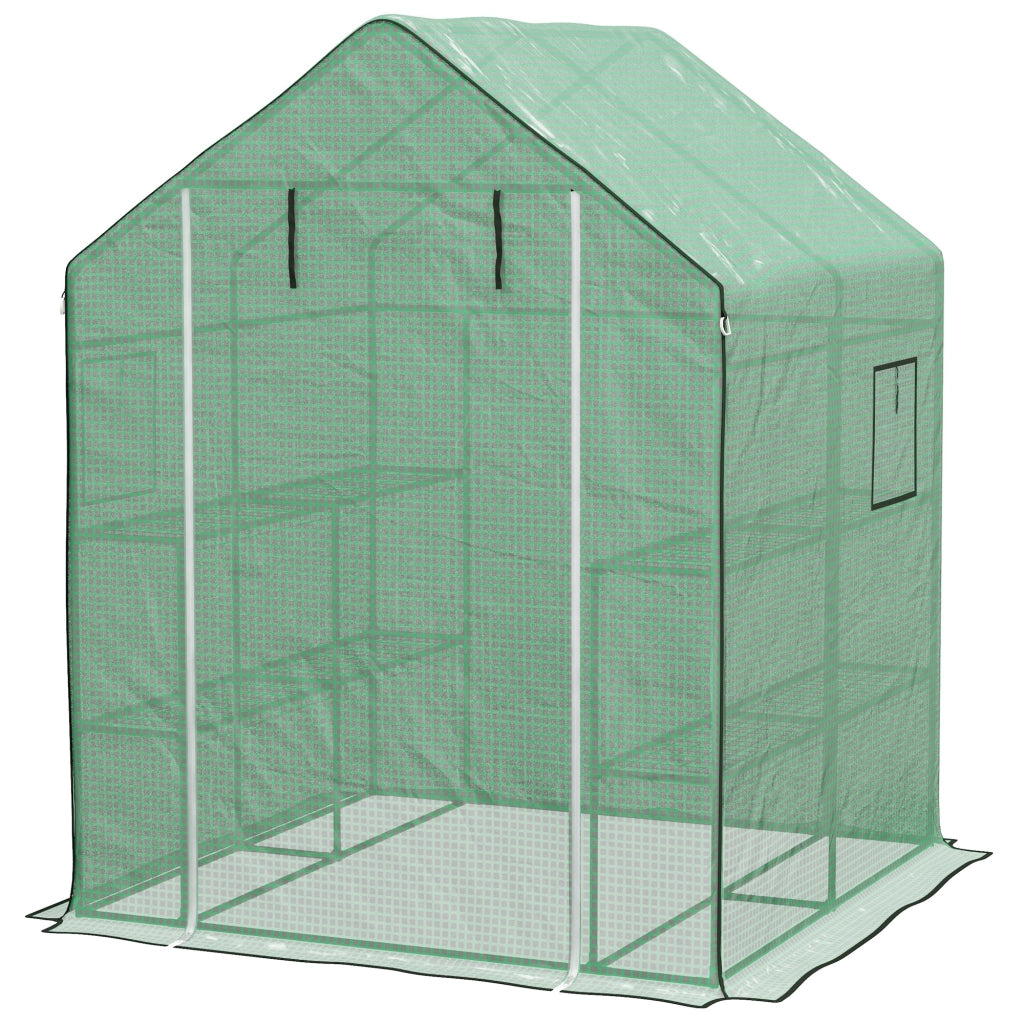 Serra da giardino con porta, finestra e 3 ripiani ¨C Xylo ¨C PE 140x143x190 cm