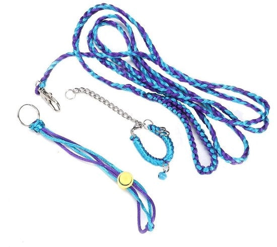 Harnas per Piccoli Animali - Hamster/Eekhoorn Harnas - Nylon - Accessori per Animali Domestici con Collare - Lunghezza Totale 161-181 cm - Cerniera Inclusa