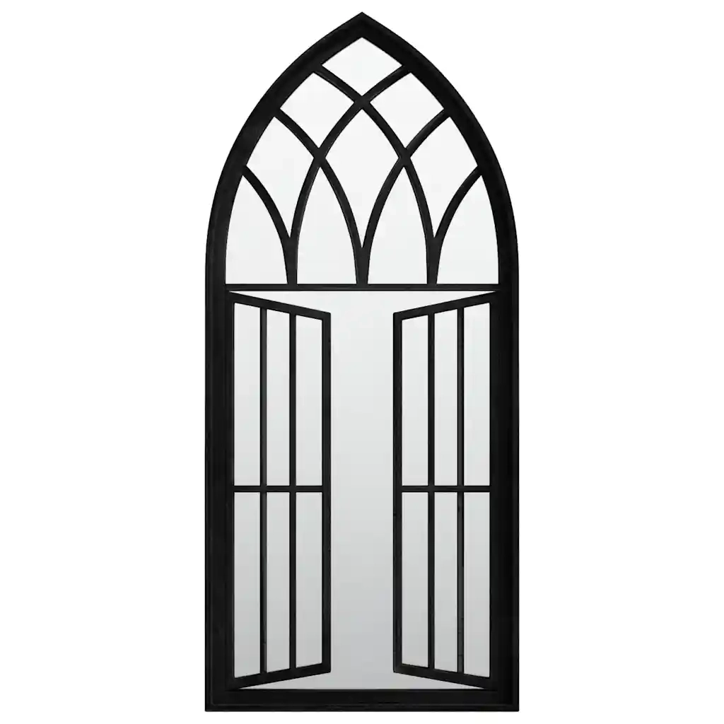 Specchio da Giardino Nero 100x45 cm in Ferro per Uso Esterno