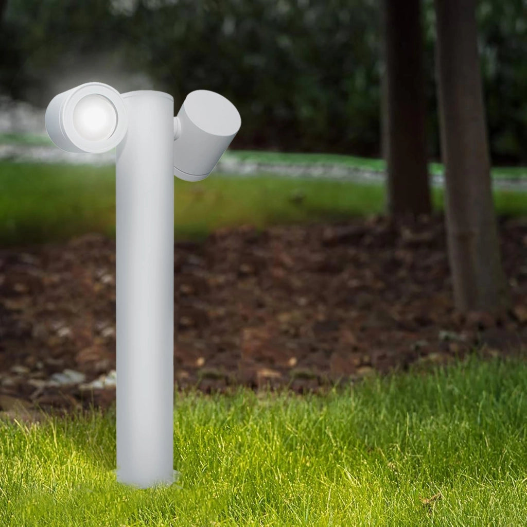 Lampione da giardino doppio LED GU10 lampioncino impermeabile diffusore orientabile luce viale cortile bianco 44cm