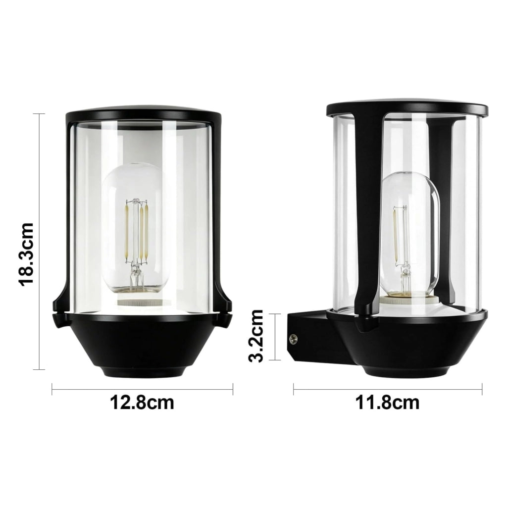 ZMH Lampada da Esterno Interno E27 Max 40W Nero per Terrazza Balcone/Parete Giardino Senza Lampadina