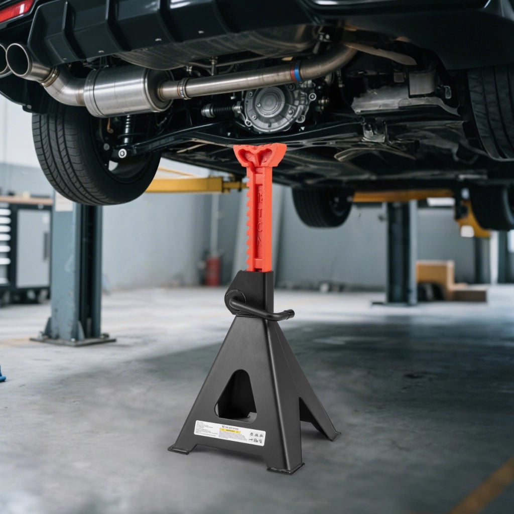 Coppia di cric per auto da 12 tonnellate con blocco della maniglia e altezza regolabile, Cric per auto set di 2 Rosso e nero-Deposito utensili Tool