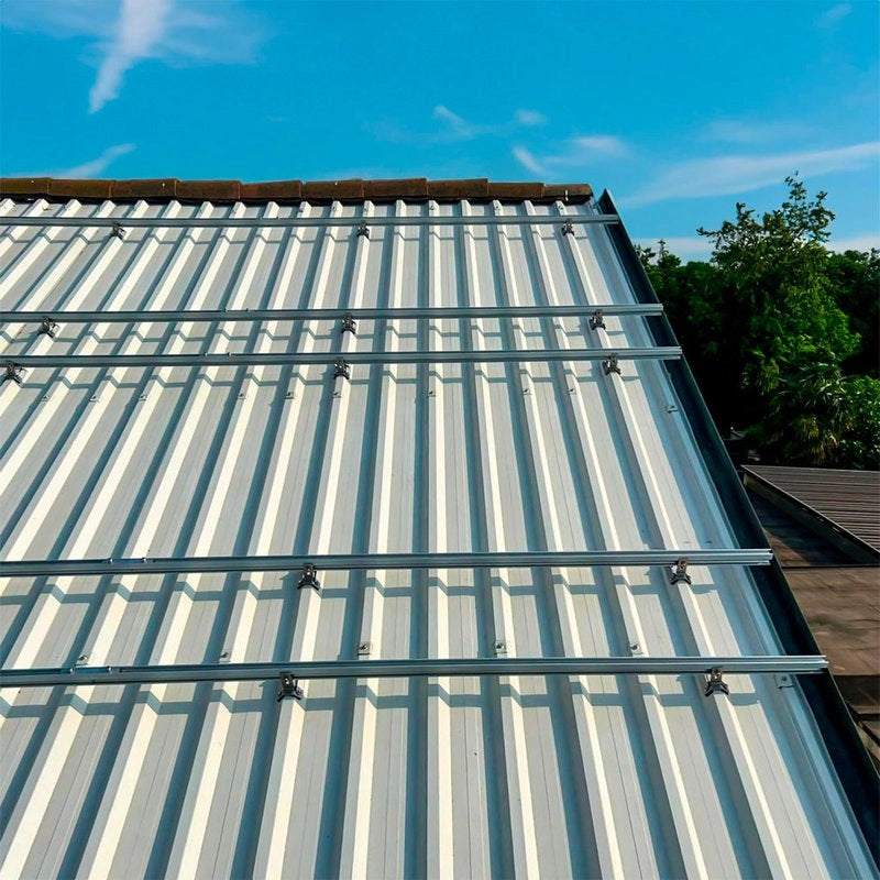 Staffe di Acciaio per Fissaggio Pannelli Solari Fotovoltaici su Lamiera Grecata per Posa Orizzontale (Confezione 5 Pezzi) SKU-11584