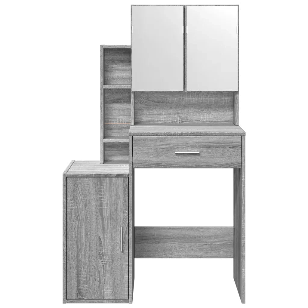 Toeletta | Tavolo da Trucco con Armadietto Grigio Sonoma 80x35x132 cm