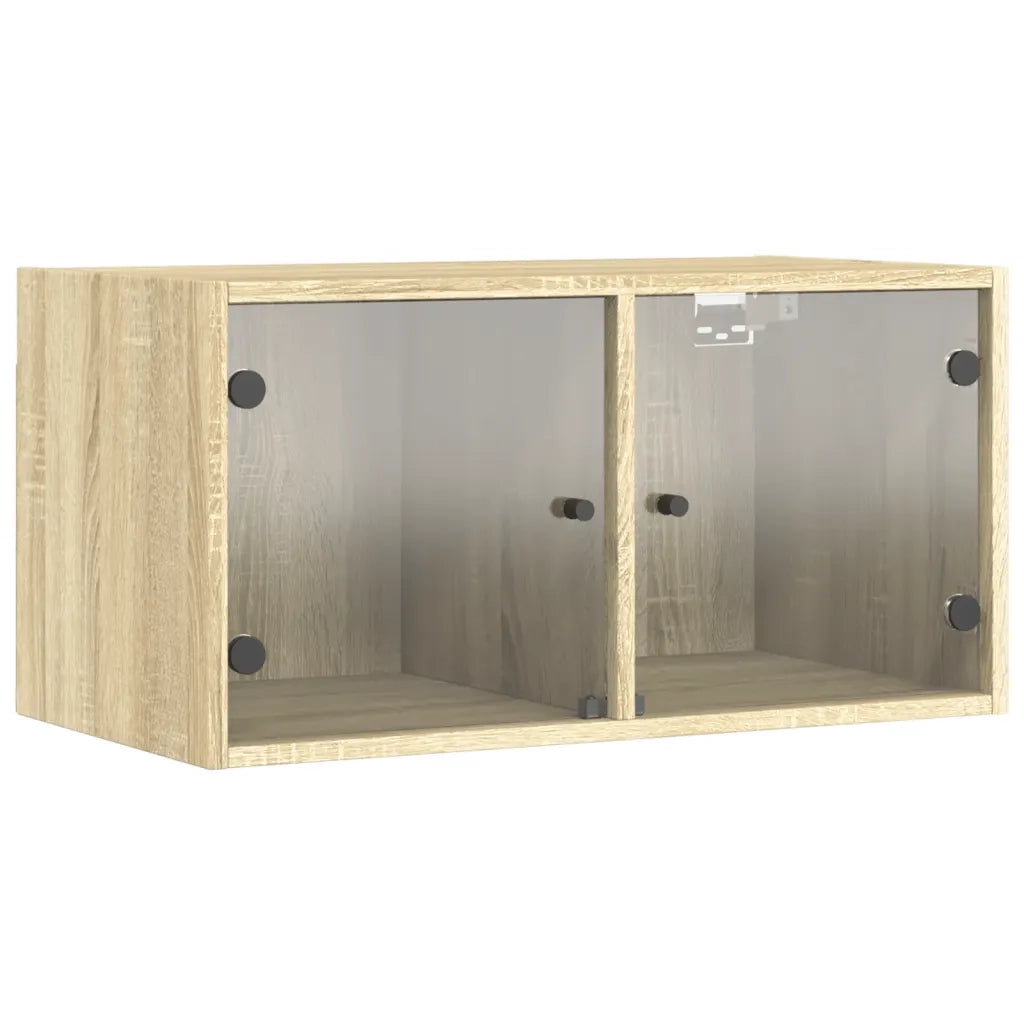 Armadietto a Muro | Mobili a Muro con Ante in Vetro 2 pz Rovere Sonoma 68,5x37x35 cm