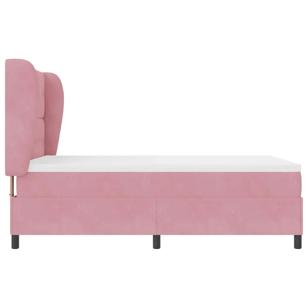 Letto a molle con materasso Rosa 200 x 140 cm Velluto 3340933