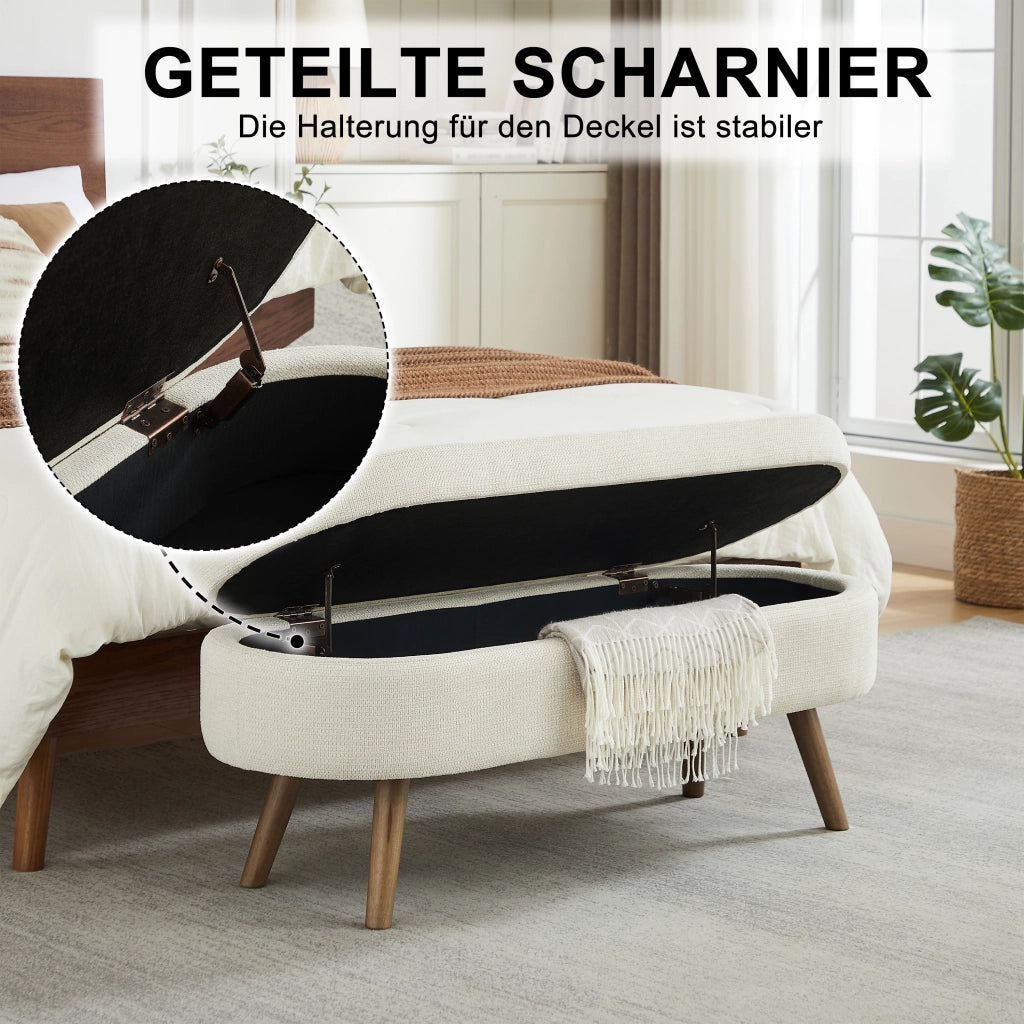 PANCA Contenitore 110 cm in Chenille Beige