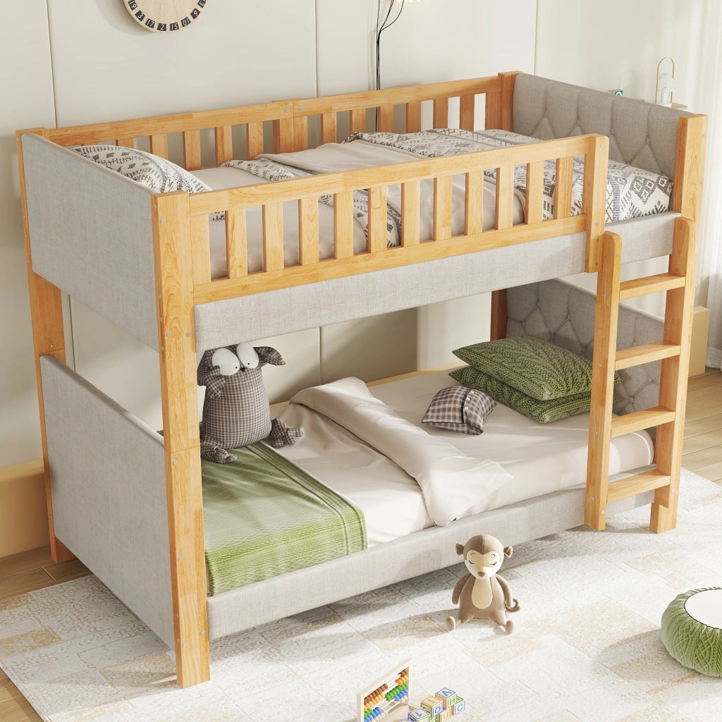 LETTO A CASTELLO 90x200 cm Grigio+Naturale in legno e MDF con scala