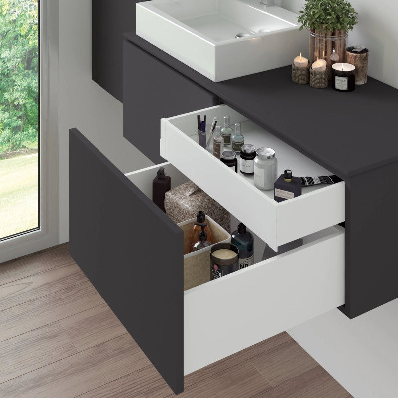 Cassetto esterno Vertex con regolazione 3D altezza 93mm, 40kg, profondità 450mm, Acciaio, Verniciato alluminio