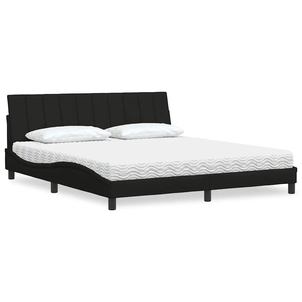 Letto con Materasso Hanko Nero 180x200 cm in Tessuto