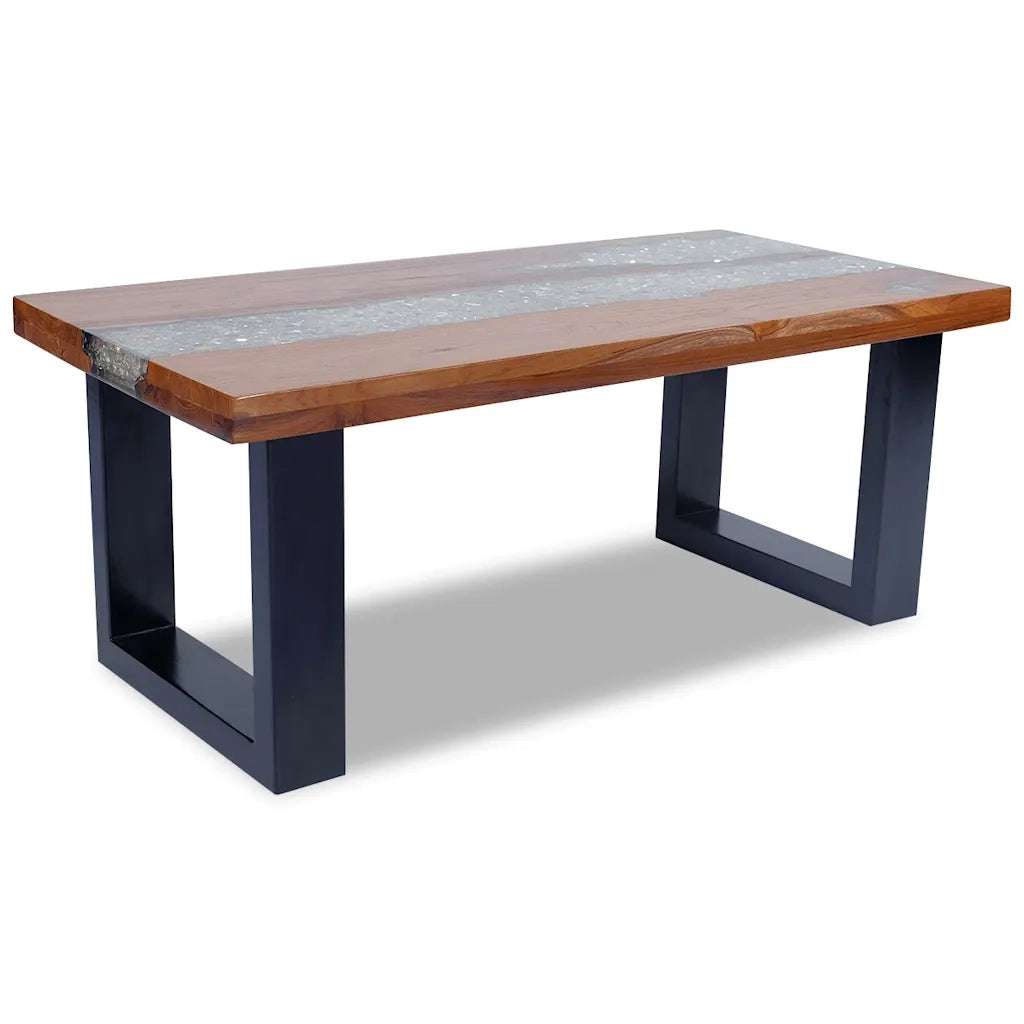 Tavolino da salotto | Tavolino da caff¨¨ | Tavolino da Soggiorno in Legno di Teak e Resina 100x50 cm