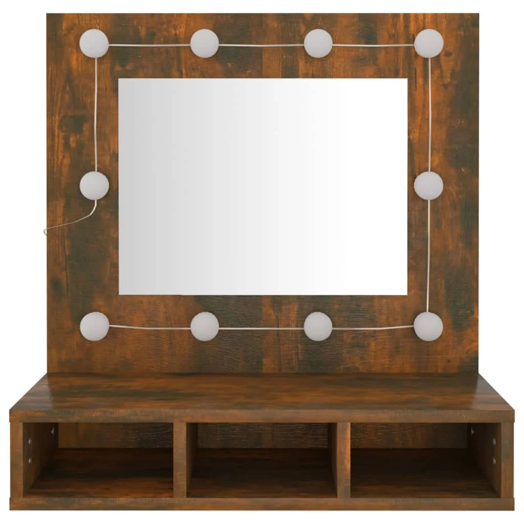 Armadio a specchio con illuminazione a LED 60 x 31,5 x 62 cm rovere fumé 02_0006660