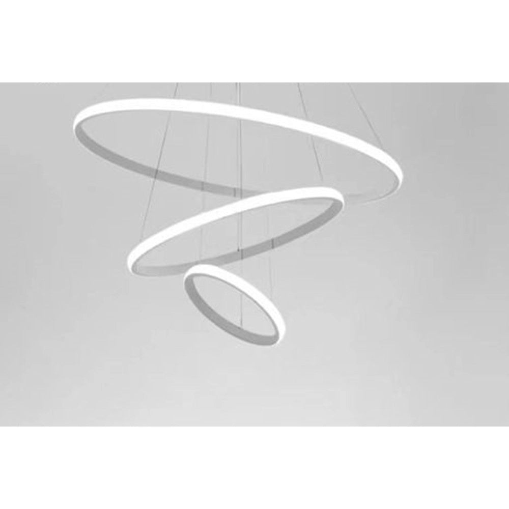 Trade Shop - Lampadario Sospeso Led 100w 3 Cerchi Pendente Anelli Bianco Luce 6500k Moderno 50309 -